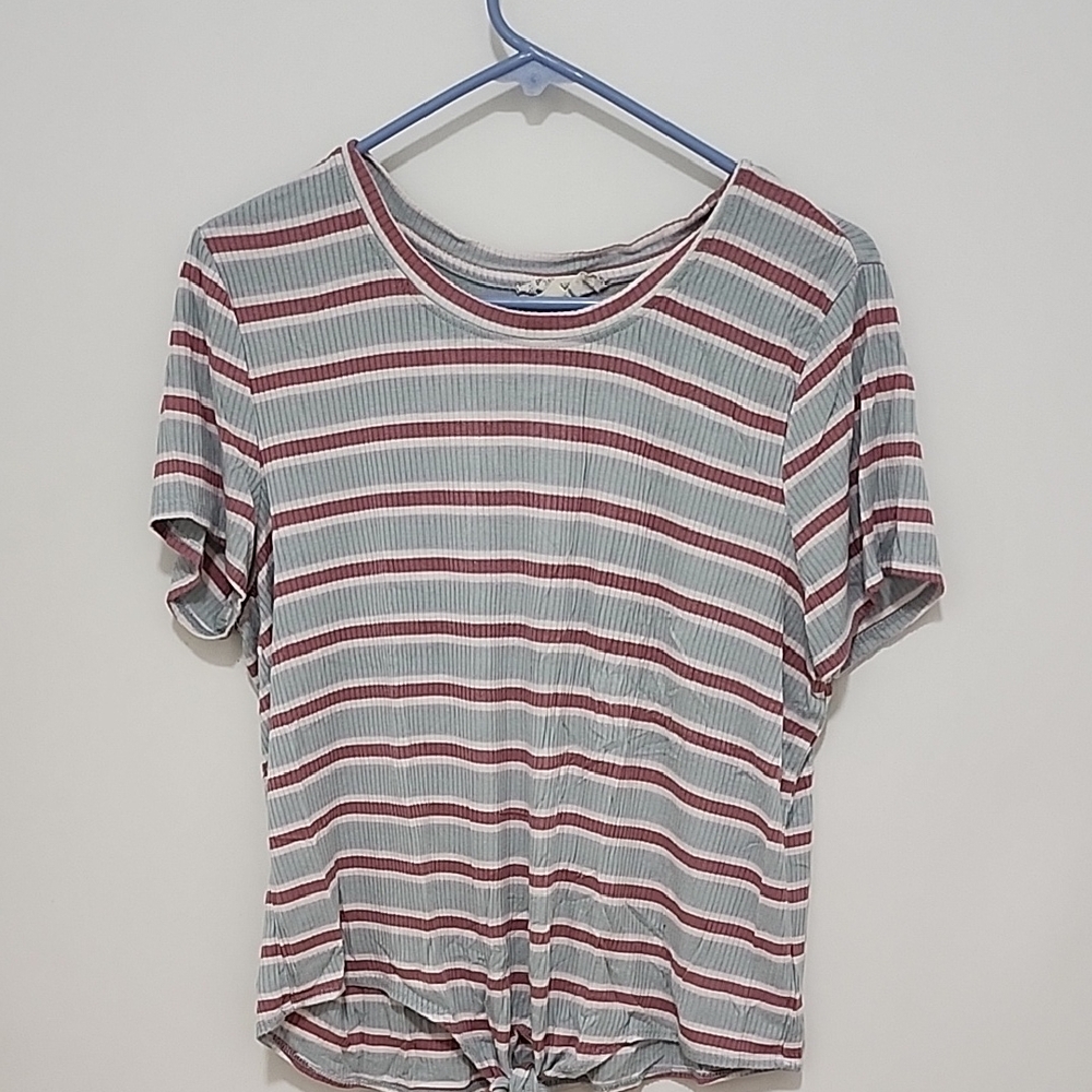 Pink Republic Red and White Striped Short Sleeve Top